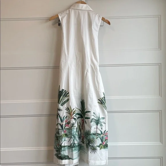 J. McLaughlin Suvi Dress Tropical‎ Print Sleeveless Full Button Front NWT Medium